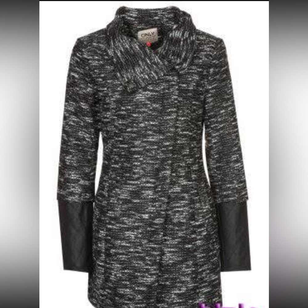 ONLY Black and White Knit Coat